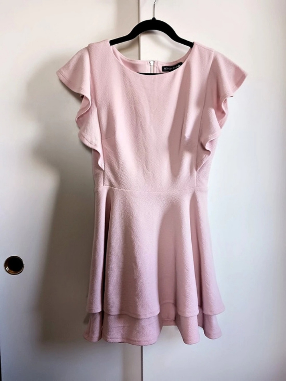 Midnight Doll Flutter Sleeve Double-Hem Fit & Flare Dress Pink Medium